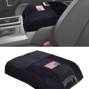 ISSYAUTO Center Console Cover Compatible with 2015-2020 F150, 2017-2022 F250 F350 F450, 2018-2023 Expedition, American Flag Armrest Cover with Pockets (Bucket Seat Only)