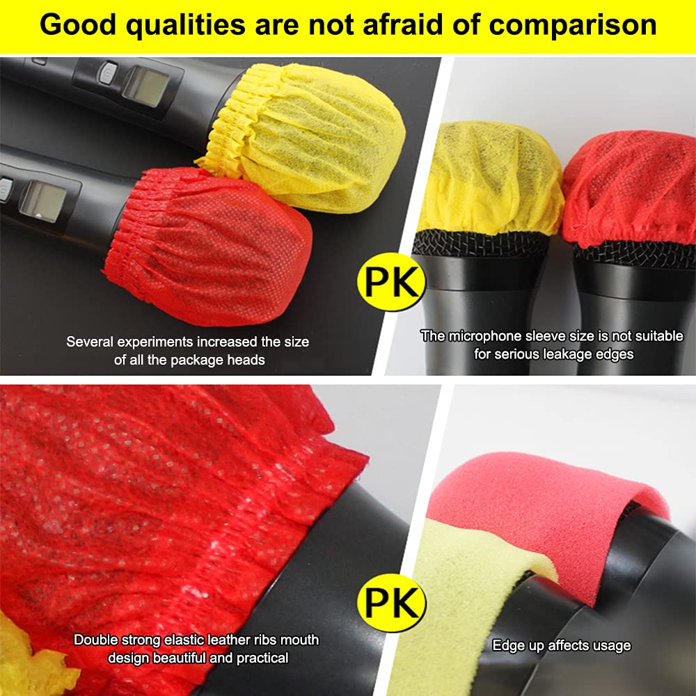 200 Pcs Disposable Microphone Cover, Non-woven Handheld Microphone Windscreen with Elastic Band, Clean and No-odor Mic Covers for KTV, Interview, Recording Studio, Performance, Speech (Color)