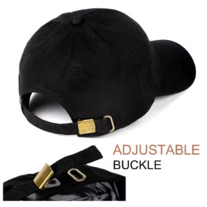 Womens Satin Lined Baseball Cap Exclusive Sport Strapback Hat for Men Unisex Versatile Vintage Dad Hat Black