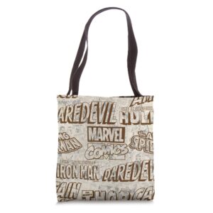 marvel comics retro super hero titles tote bag