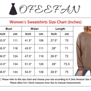 OFEEFAN Oversized Sweatshirts for women Long Sleeve Tunic Tops for Leggings Loose Fit Coffee L