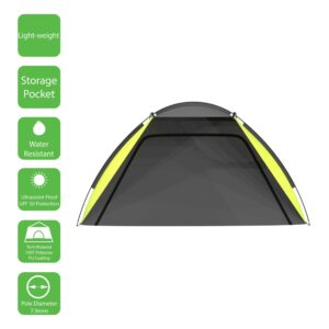 Beach Tent and Sun Shelter - Water and Wind-Resistant Shade Canopy for UV Protection - Easy Set-Up Tent with Carry Bag by Wakeman (Yellow)