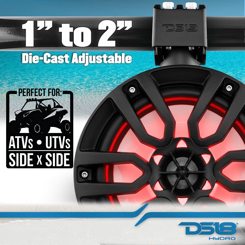 DS18 NXL-X8TP/BK Hydro 8" Marine Water Resistant Wakeboard Towers Speakers with Integrated RGB LED Lights - 375 W Max 125 W RMS 4 Ohms - Great for Boats Motorsports Jeep ATV & UTV - Pair