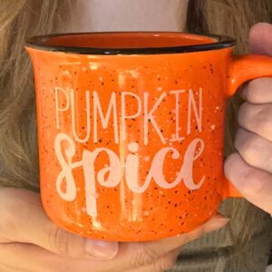 P.G Collin Cute Thanksgiving Fall Pumpkin Spice Coffee Mug for Women Men Kids – Large Orange Ceramic Camping Mug with 14OZ Capacity