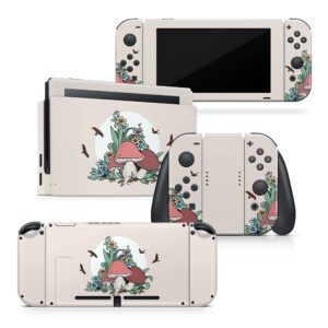 Tacky design Mushroom Skin Compatible with Nintendo Switch Skins Decal, Kawaii Vinyl 3m Compatible with Nintendo Switch Stickers Full wrap Cover