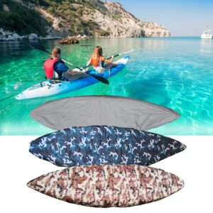 J&C Kayak Covers for Outdoor Storage Waterproof Canoe Cover Dust Proof Fits 8ft 10ft 12ft 13ft 14ft 15 16 17 18ft 19 ft 210D Polyester Anti Sunlight Fishing Boat Protector Black (13.4-14.8ft)