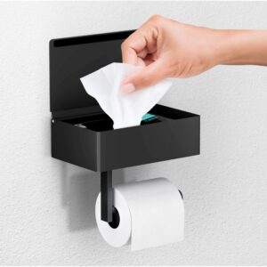 day moon™ matte black toilet paper holder with shelf, wipe holder for bathroom flushable wipes dispenser toilet paper and wipes holder toilet paper holder with storage, toilet paper holder wall mount