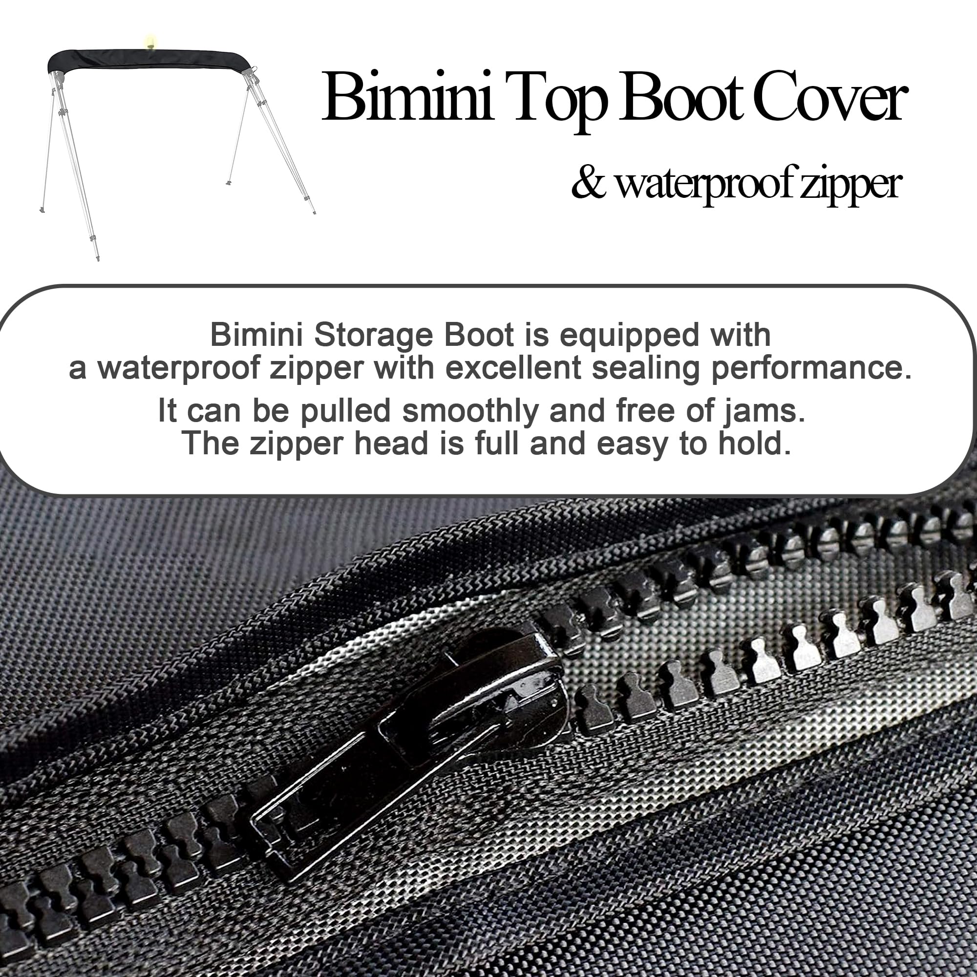 SoGuDio Design with Light Hole Bimini Top Cover,Suitable for 3-4 Bows Tops,Effectively Prevent The Erosion of UV,sea Water in Summer, Designed Resin Zipper Canopy,XL 81-101IN Black (ZYPZ-SJ-HS-002)