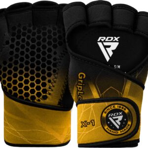 RDX Weight Lifting Gloves Grips Fitness Gym Workout, Long Wrist Support, Ventilated Open Back Anti-Slip Gripper, Strength Training Deadlift HIIT Exercise, Women Men Cycling Climbing Gymnastics Rowing