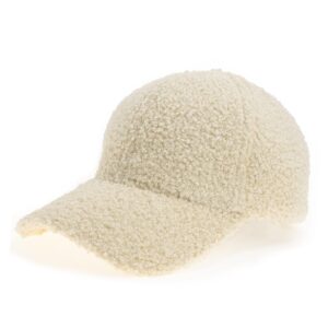 lamb-wool baseball-caps warm-winter teddy-fleece hip-hop cap for men women outdoor travel beige