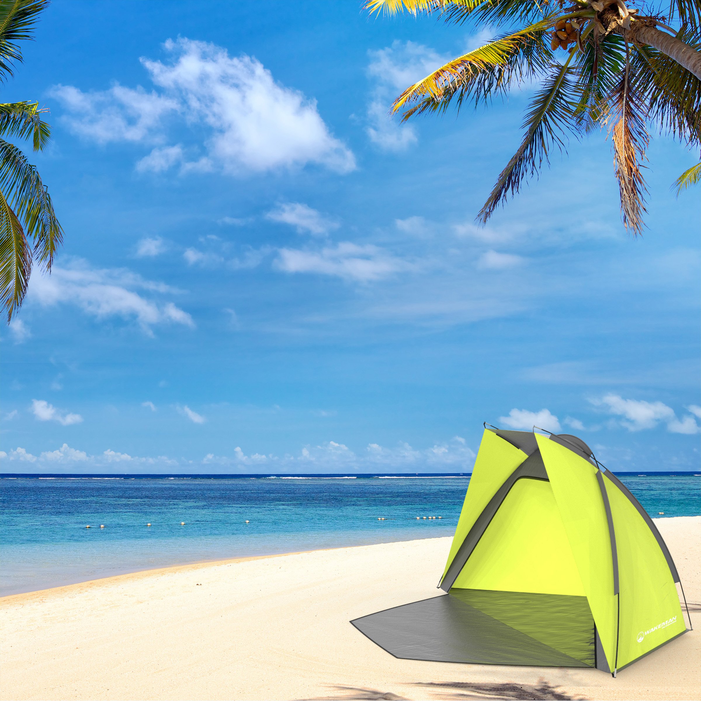 Beach Tent and Sun Shelter - Water and Wind-Resistant Shade Canopy for UV Protection - Easy Set-Up Tent with Carry Bag by Wakeman (Yellow)