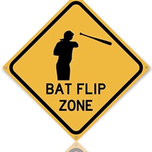 Bat Flip Zone 12" x 12" Tin Sign Baseball Theme Sports Bar Man Cave Garage Home Decor