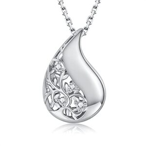 925 sterling silver tree of life teardrop urn necklace for ashes family tree keepsake cremation pendant memorial jewelry for women