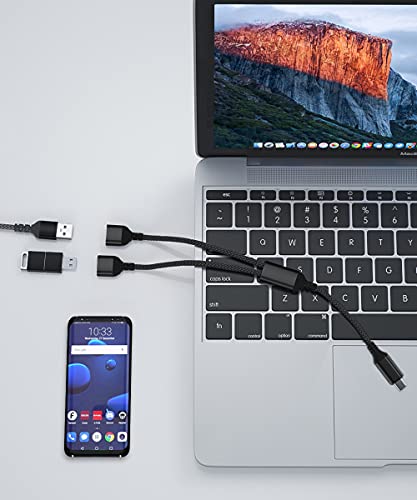 Basesailor USB C Male to Dual USB Female Cable Adapter 1FT,Thunderbolt 3 to Double Type A 2.0 OTG Splitter Cord Converter for MacBook,iPad Air Mini,Microsoft Surface Go,Galaxy Note 20 S23 S21 S22