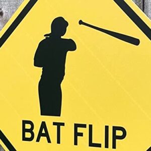 Bat Flip Zone 12" x 12" Tin Sign Baseball Theme Sports Bar Man Cave Garage Home Decor