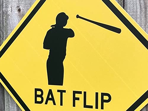 Bat Flip Zone 12" x 12" Tin Sign Baseball Theme Sports Bar Man Cave Garage Home Decor