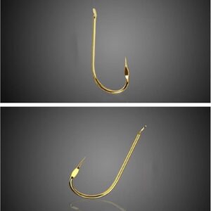 XIAOSAKU Fish Hooks 100 Pcs Non-Barb High Carbon Steel Fishing Hook Saltwater Freshwater Carp Fishing Hook Tool Accessories Golden Size #1/2/3/4/5/6/7 Fish Hook Set (Color : 1#)