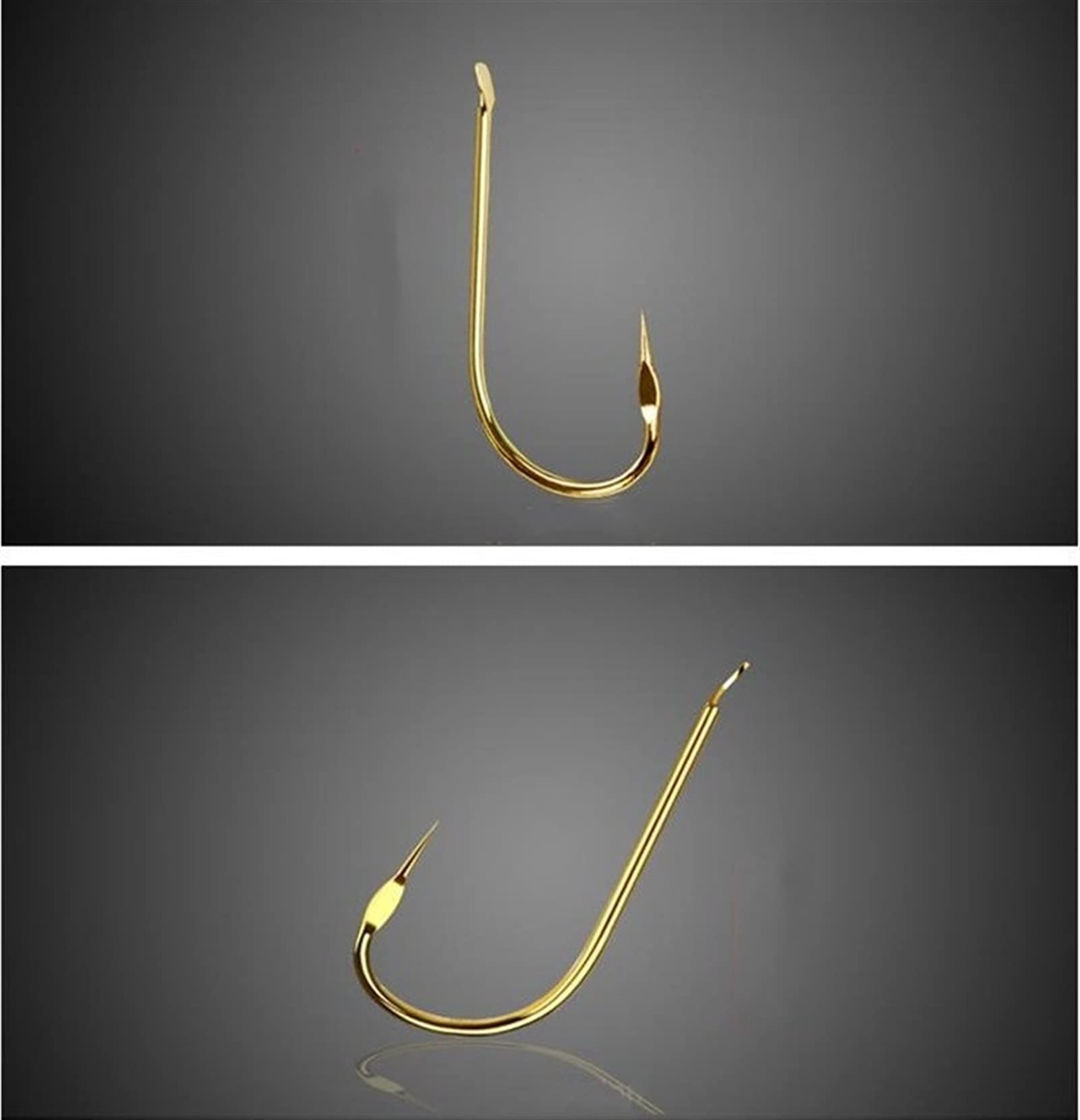 XIAOSAKU Fish Hooks 100 Pcs Non-Barb High Carbon Steel Fishing Hook Saltwater Freshwater Carp Fishing Hook Tool Accessories Golden Size #1/2/3/4/5/6/7 Fish Hook Set (Color : 1#)