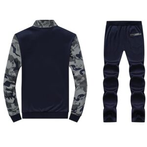 DOINLINE Men's Sweatsuit Tracksuit 2 Piece Outfit Long Sleeve Jogging Running Athletic Sports Suit Set Blue XL