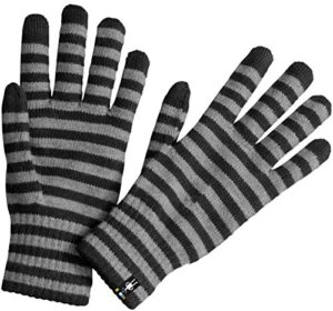 smartwool striped liner glove | merino wool touchscreen winter gloves for men and women, black, small