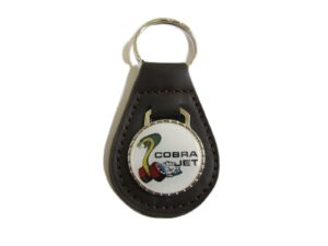 cobra jet snake on wheels performance logo leather keychain - mocha