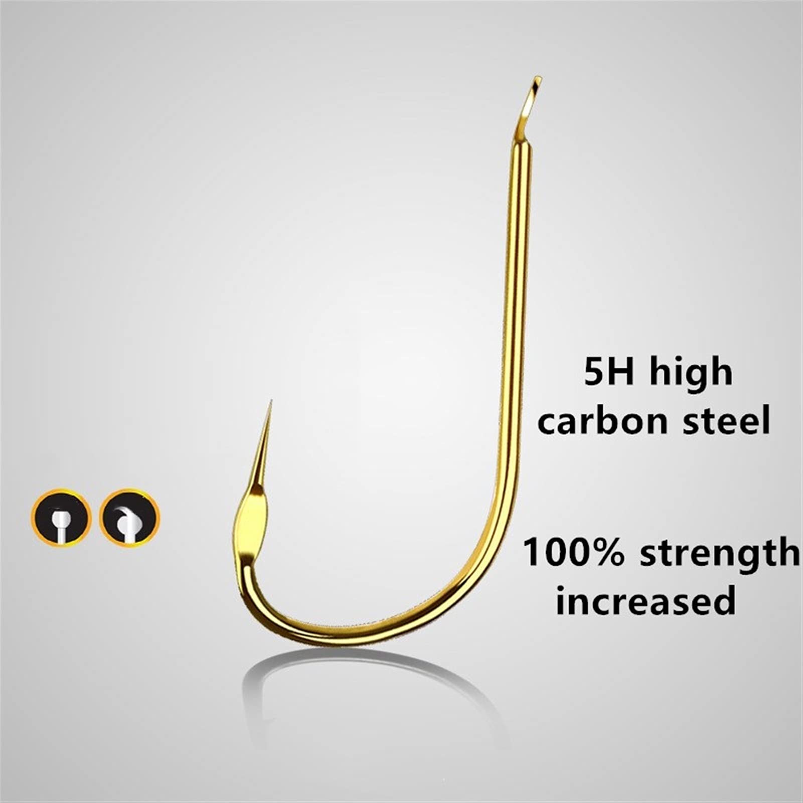 XIAOSAKU Fish Hooks 100 Pcs Non-Barb High Carbon Steel Fishing Hook Saltwater Freshwater Carp Fishing Hook Tool Accessories Golden Size #1/2/3/4/5/6/7 Fish Hook Set (Color : 1#)