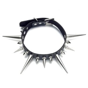 FNQUFUJ Long Spiked Choker Punk Collar Necklace Goth decor Jewelry Gothic Accessories (black)