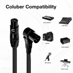 Balanced XLR Cable Female to Right Angle XLR Male - 10 Feet Black - Pro 3-Pin Microphone Connector for Powered Speakers, Audio Interface or Mixer for Live Performance & Recording