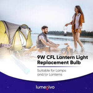 lumenivo Replacement for Coleman Lantern Bulb Kandolite 96500 9W CFL Light Bulb for Lantern Light Bulb Replacement - T4-CR1 82 Bulb Shape - 2G7 4 Pin Base - 1 Pack