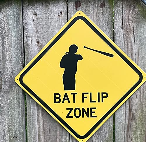 Bat Flip Zone 12" x 12" Tin Sign Baseball Theme Sports Bar Man Cave Garage Home Decor