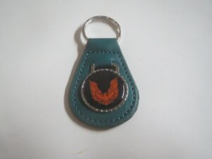 firebird or trans-am orange bird logo leather keychain - teal