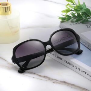 Dollger Oversized Square Polarized Sunglasses For Women UV Protection Big Sunglasses Vintage Large Shades for Ladies Black