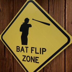 Bat Flip Zone 12" x 12" Tin Sign Baseball Theme Sports Bar Man Cave Garage Home Decor