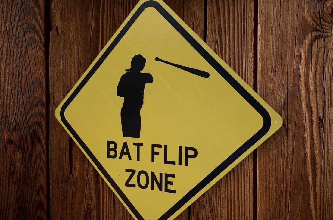 Bat Flip Zone 12" x 12" Tin Sign Baseball Theme Sports Bar Man Cave Garage Home Decor