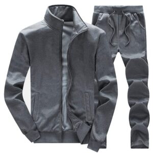 DOINLINE Men's Tracksuit 2 Piece Outfit Long Sleeve Jogging Sweatsuit Running Athletic Sports Set Gray XL