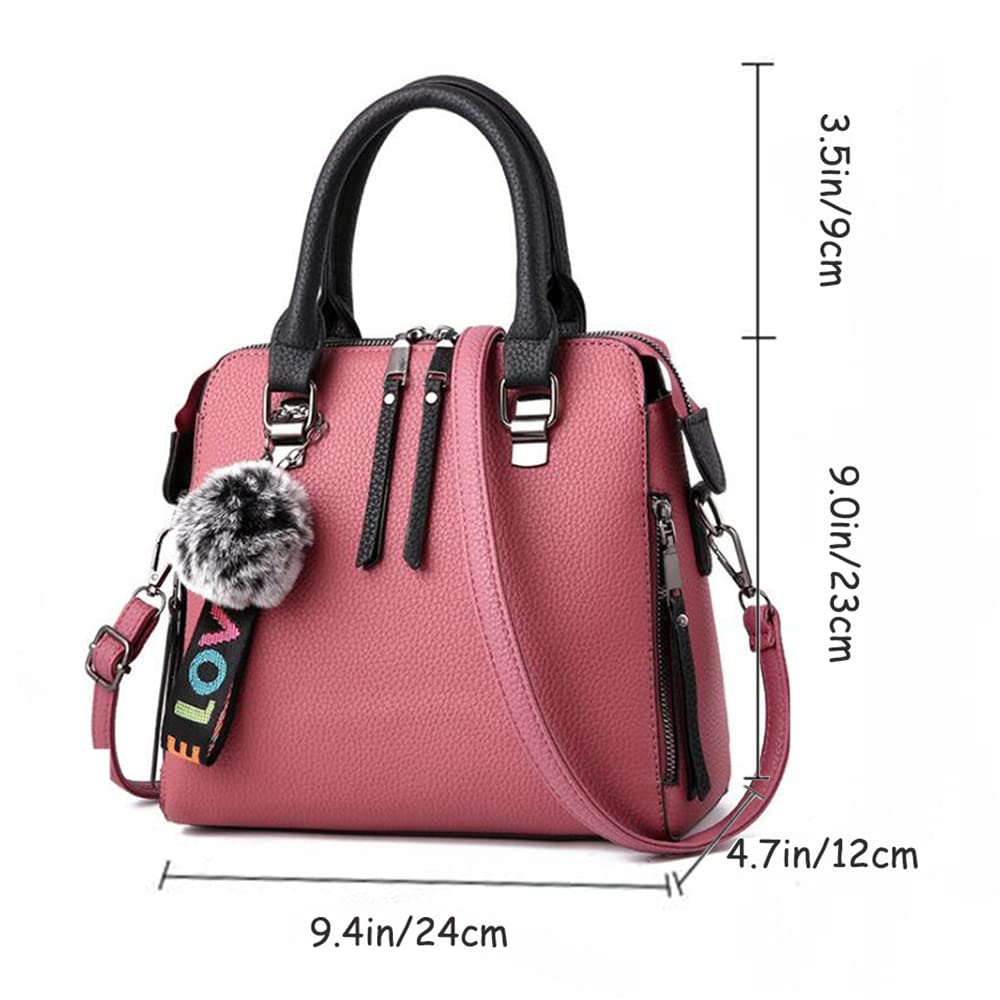 YAQUNICER Small Top-Handle Handbags Hobo Clutch Satchel for Women Purse Faux Leather Shoulder Crossbody Bag-Pink