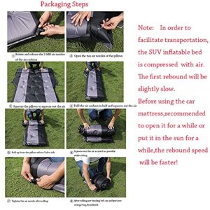 Lohang Thickened and Double-Sided SUV Air Mattress Outdoor Car Travel Air Bed Multi-Function Self Inflatable Sleeping Pad with Pump Portable Camping Mattress for Family, Suv Mattress02 Dark Grey