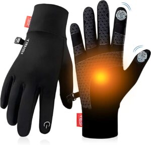 tmani winter gloves women men, warm thermal running touchscreen men lightweight walking anti-slip for skiing