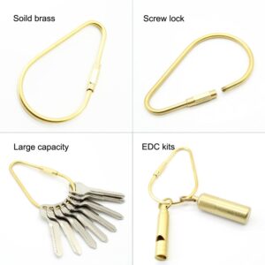 Durable Brass Screw Lock Clip Key Chain Ring, Simple Style Car keychain for Men Women (3PCS) (3), Golden, 5.04 x 4.21 x 0.55 inches;‎1.9 ounces