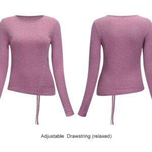 Workout Tops for Women Long Sleeve Fitted Ruched Drawstring(Mauve Heather,S)