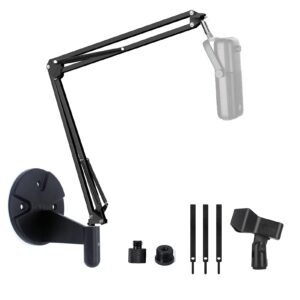 wave 3 mic wall mount, microphone stand arm holder compatible with elgato wave 3 and wave 1 conderser microphone