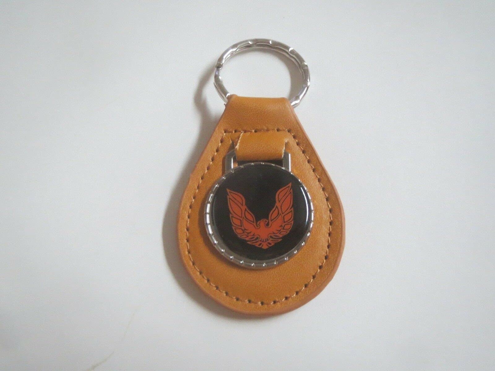 FIREBIRD OR TRANS-AM ORANGE BIRD LOGO LEATHER KEYCHAIN - ORANGE