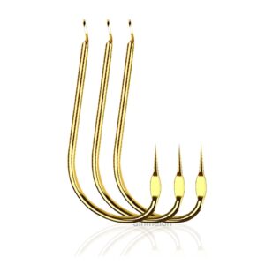 xiaosaku fish hooks 100 pcs non-barb high carbon steel fishing hook saltwater freshwater carp fishing hook tool accessories golden size #1/2/3/4/5/6/7 fish hook set (color : 1#)