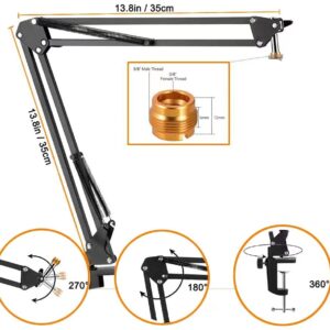 Quadcast Boom Arm - Heavy Duty Adjustable Gaming Microphone Mic Stand Compatible with Hyperx Quadcast S Microphone