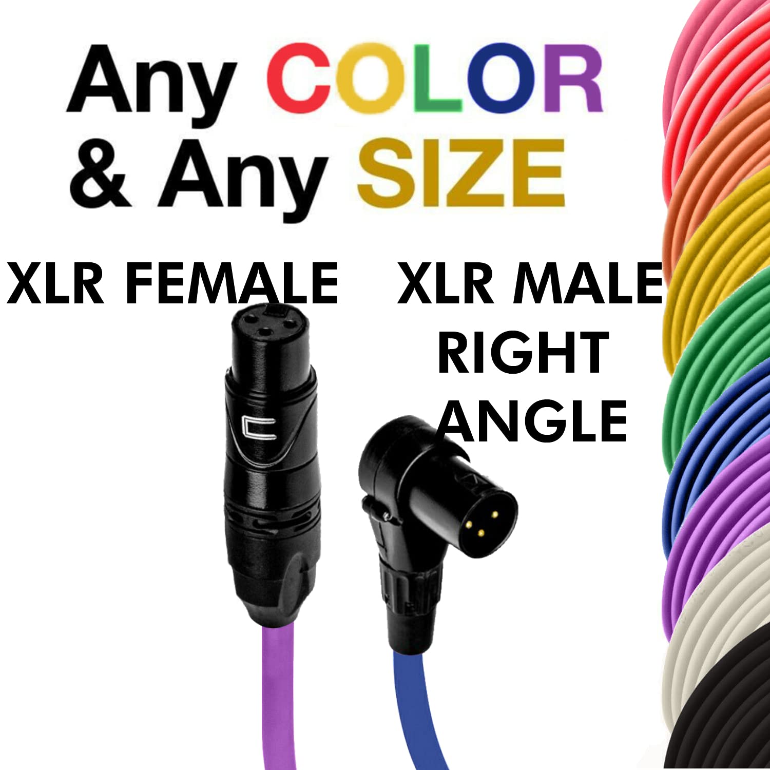 Balanced XLR Cable Female to Right Angle XLR Male - 10 Feet Black - Pro 3-Pin Microphone Connector for Powered Speakers, Audio Interface or Mixer for Live Performance & Recording