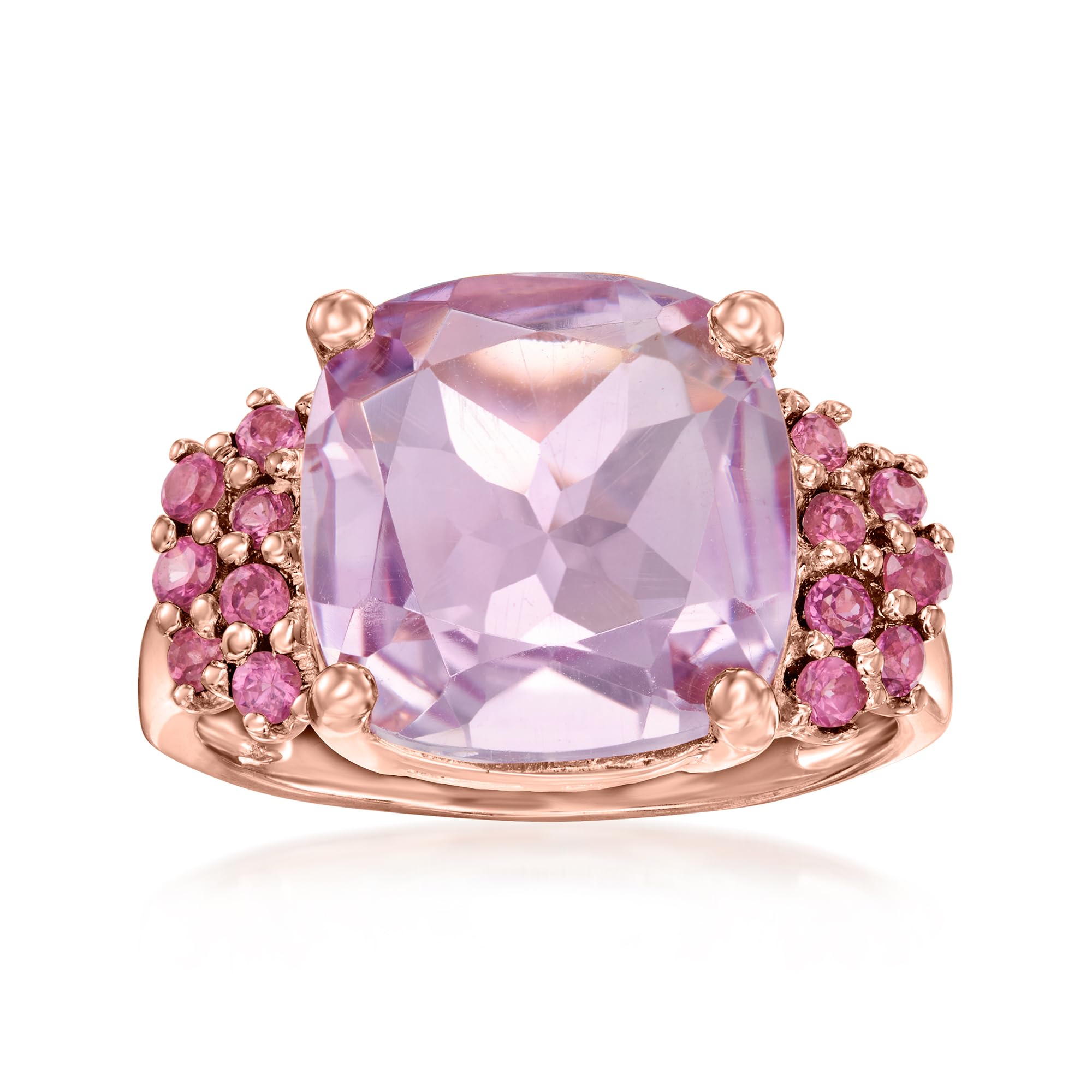 Ross-Simons 4.90 Carat Amethyst and .60 ct. t.w. Rhodolite Garnet Ring in 18kt Rose Gold Over Sterling. Size 9