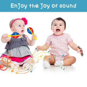 3 Pieces Tambourine Maracas Set Bells Wooden Hand Sleigh Bells Tambourine Bell Shaking Bell Rattle Musical Instrument Toys for Teenagers