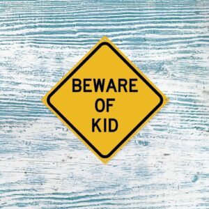 Toothsome Studios Beware of Kid 12" x 12" Funny Tin Sign Home Boys Girls Bedroom Decor