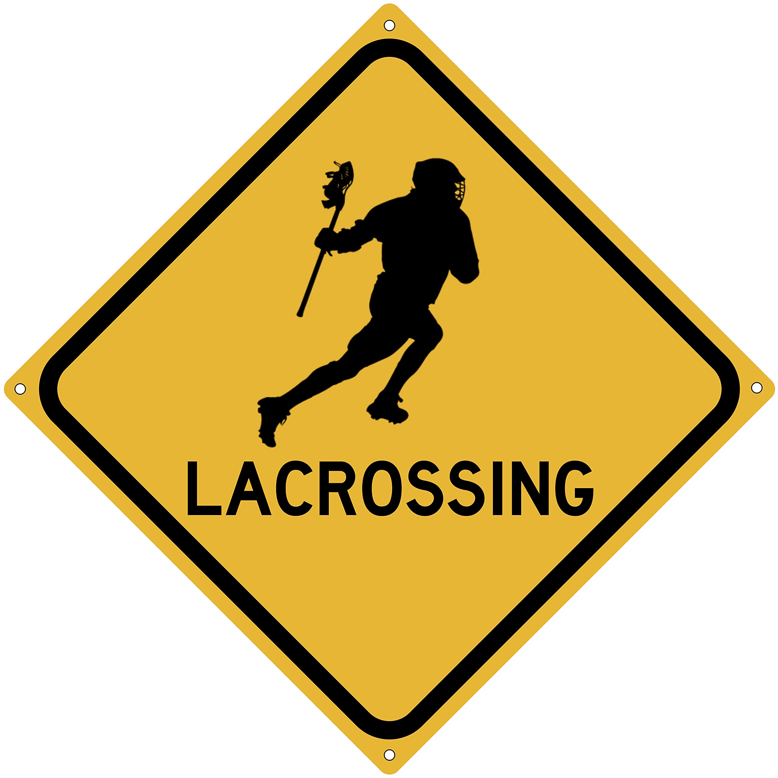 Lacrossing 12" x 12" Tin Road Sign Lacrosse Player Sport Home Gym Garage Dorm Decor