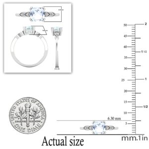 Dazzlingrock Collection 6X6 mm Cushion Aquamarine & Round White Diamond Women Vintage Traditional Classic Engagement Ring | 10K White Gold, Size 7